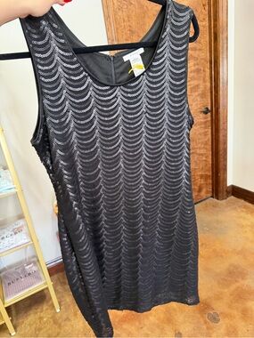 Esley Black Sequin Scoop Neck Dress